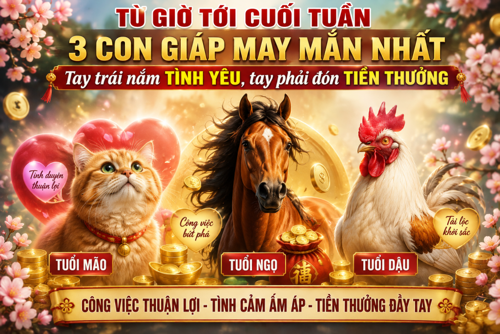 3 con giáp Mão, Ngọ và Dậu được dự báo đón vận may về tài lộc, công việc và tình cảm từ giờ tới cuối tuần.